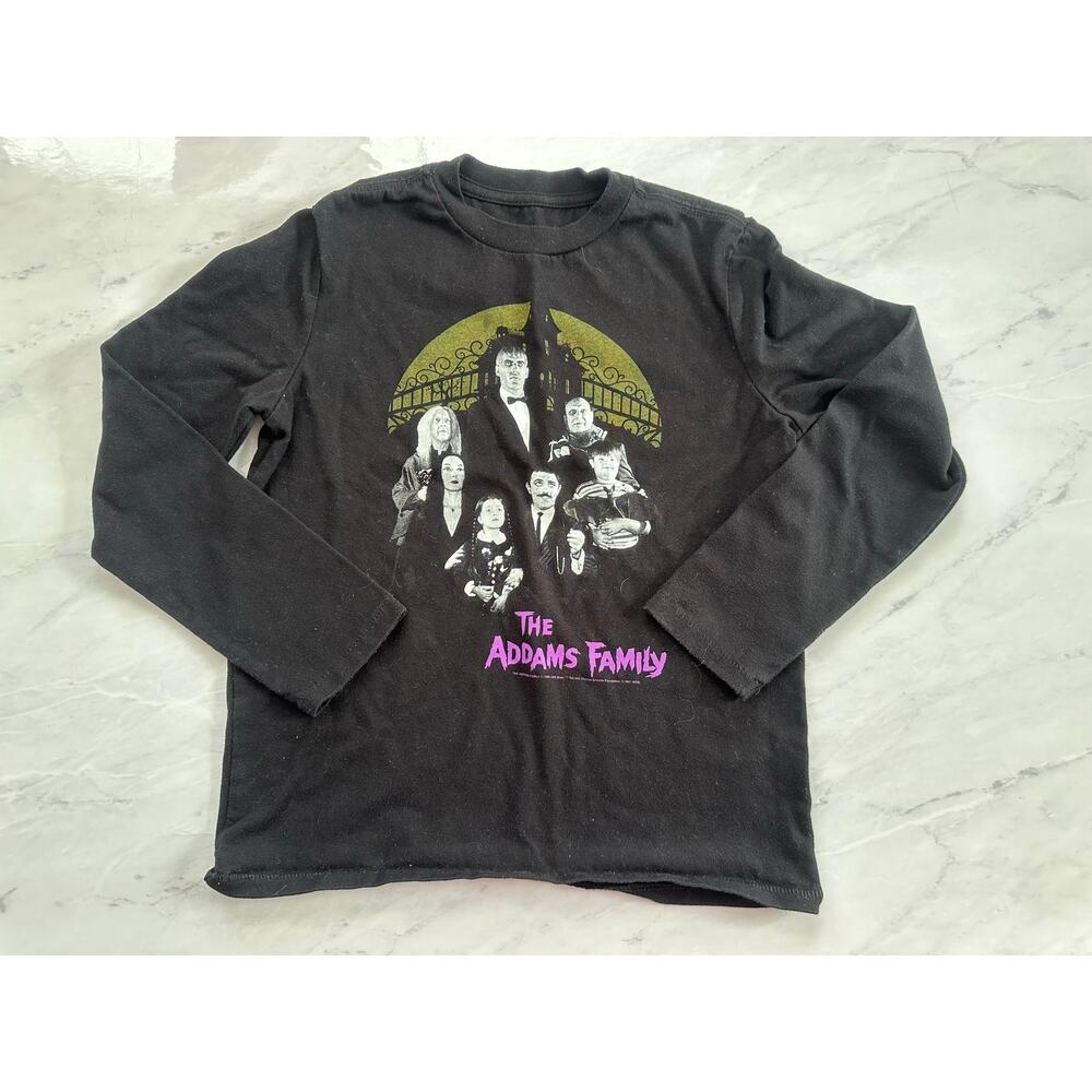 Gap kids true black Addams family graphic long sleeve t shirt sz 8 boys